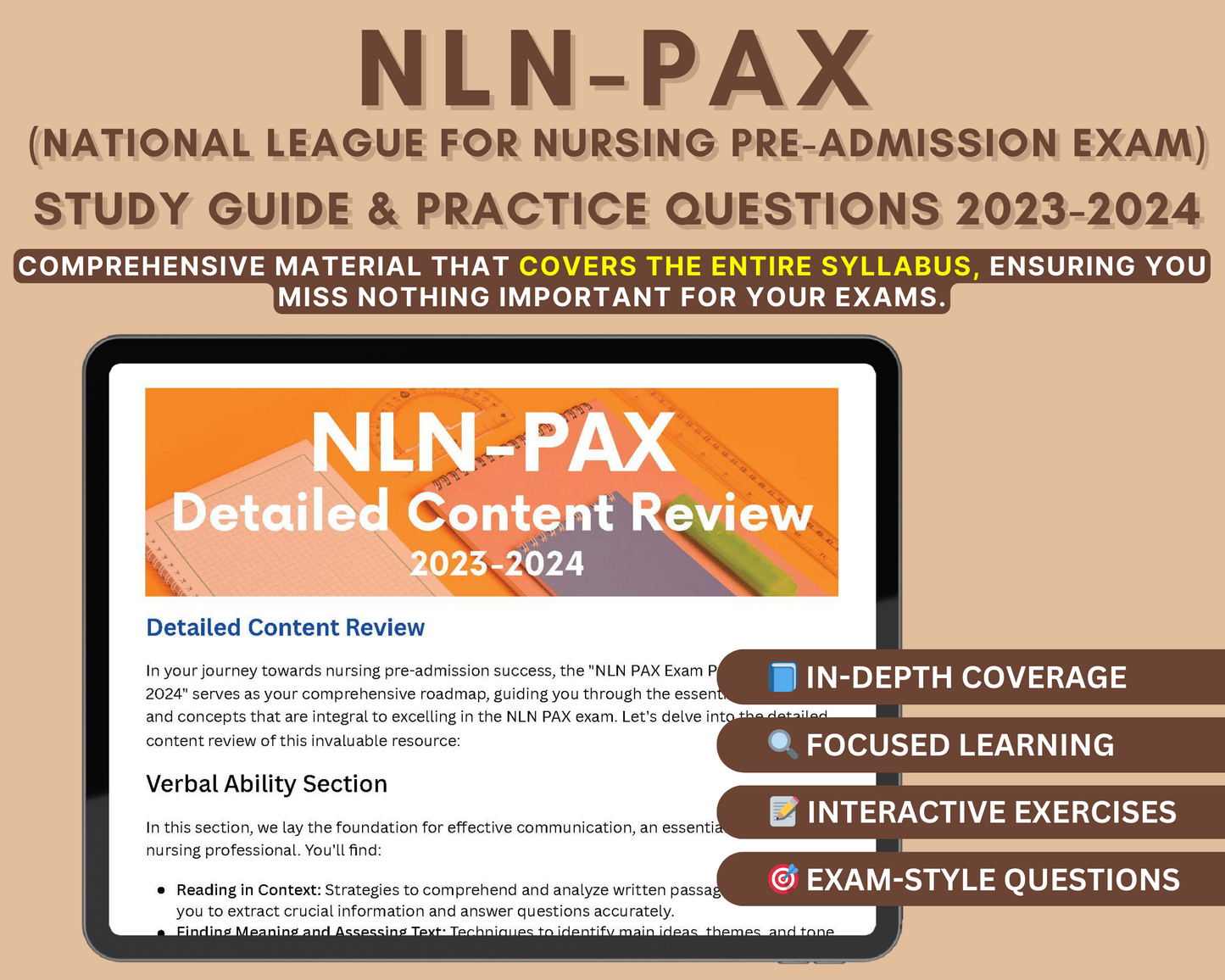NLN PAX Study Guide 2023-2024: Practice Questions, Detailed Answers & Strategies for Nursing School Entrance Exam and Allied Health Excellence