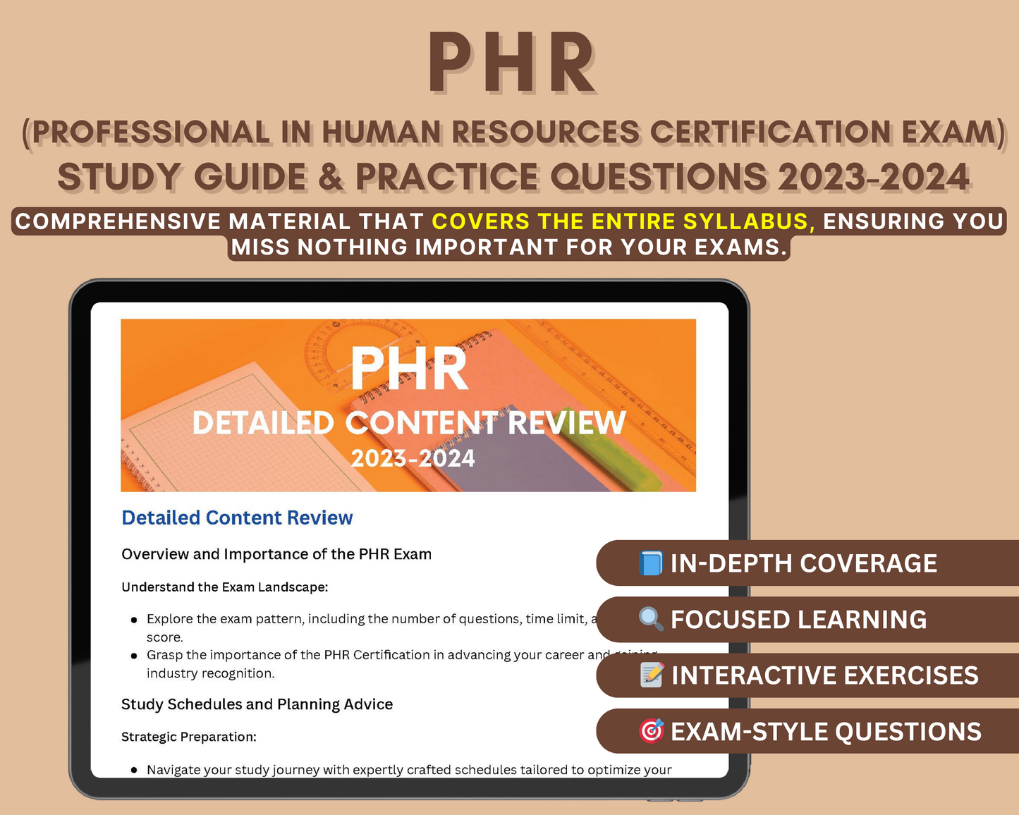 PHR Exam Study Guide 2023-2024: In-Depth Content Review, Practice Tests & Exam Strategies for Aspiring HR Professionals!