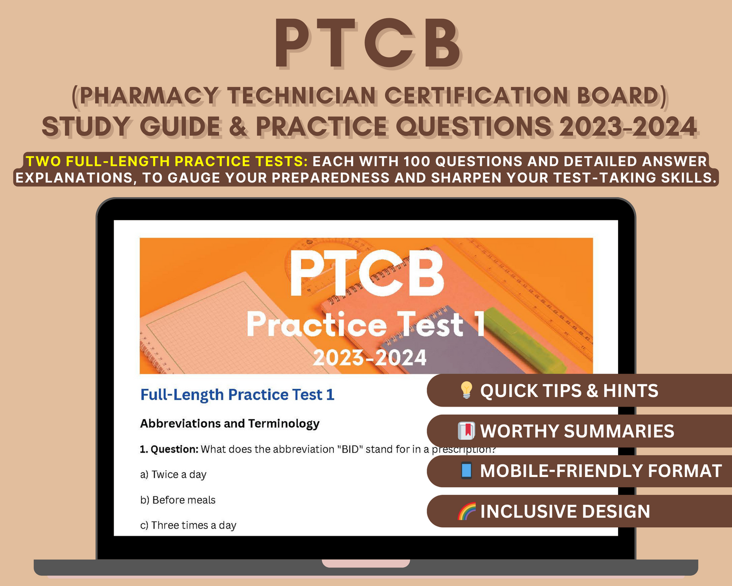 PTCB Study Guide 2023–24: Ultimate Guide to Pharmacy Technician Certification | In-Depth Content Review & Practice Tests