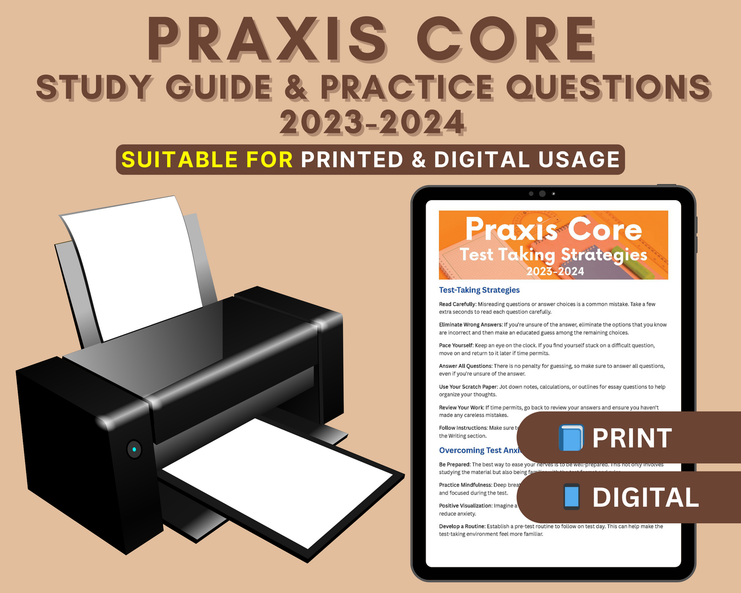 Praxis Core Academic Skills for Educators: Ultimate Study Guide for Reading, Writing, Math with 200+ Practice Questions