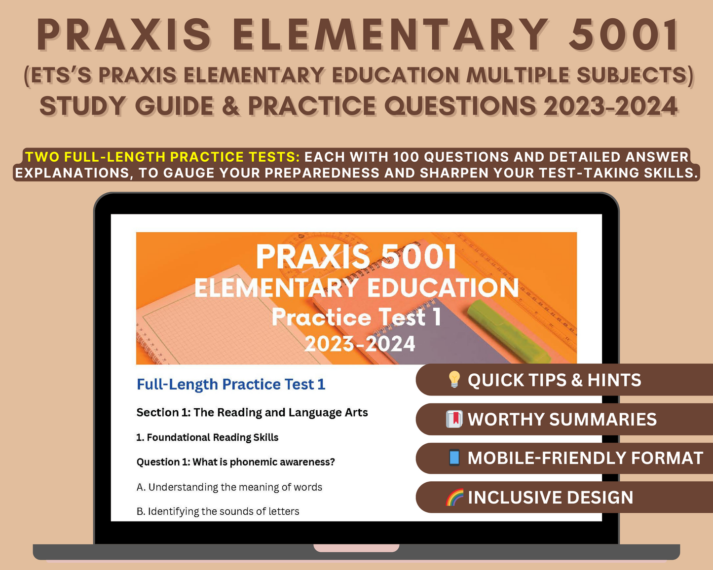 Praxis Elementary Education 5001 Study Guide 2023-2024: In-Depth Content Review, Practice Tests & Exam Strategies