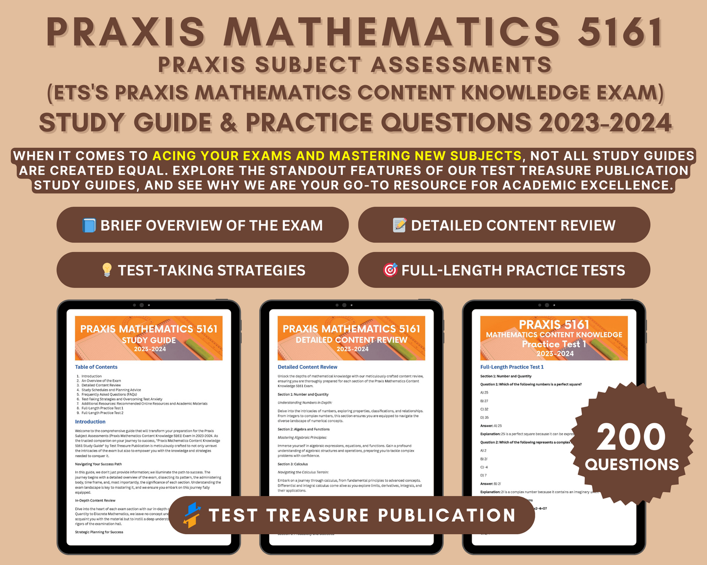 Praxis Mathematics Content Knowledge 5161 Study Guide 2023-24: : In-Depth Review & Practice Tests for Aspiring Educators