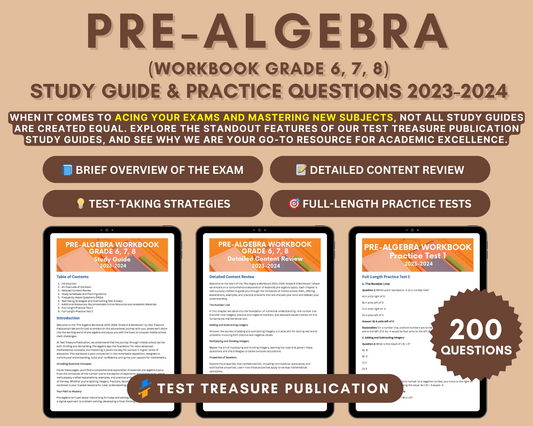 Master Middle School Math: Pre-Algebra Workbook for Grades 6, 7, 8 - In-Depth Content Review, Practice Tests & Exam Tips