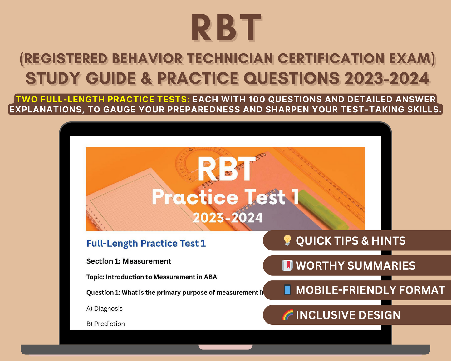 RBT Exam Study Guide 2023-2024: In-Depth Content Review, Practice Tests & Exam Strategies for Applied Behavior Analysis