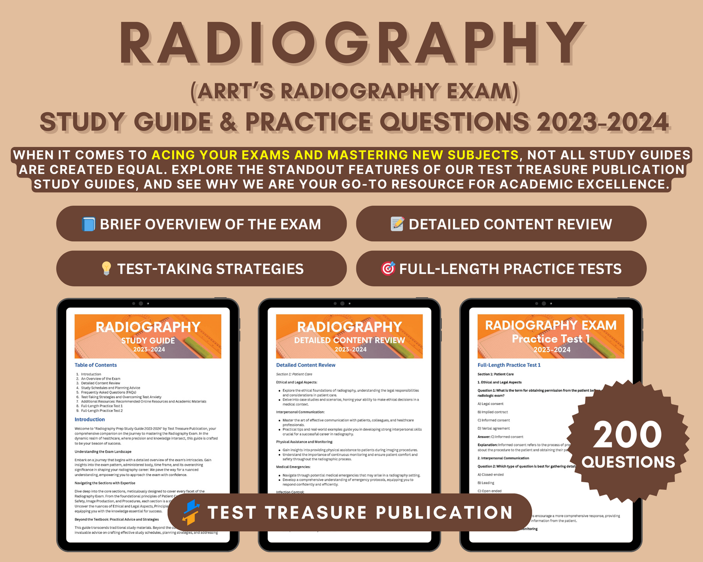 Radiography Prep Study Guide 2023-2024: In-Depth Content Review, Practice Tests & Exam Tips for Aspiring Radiographers!