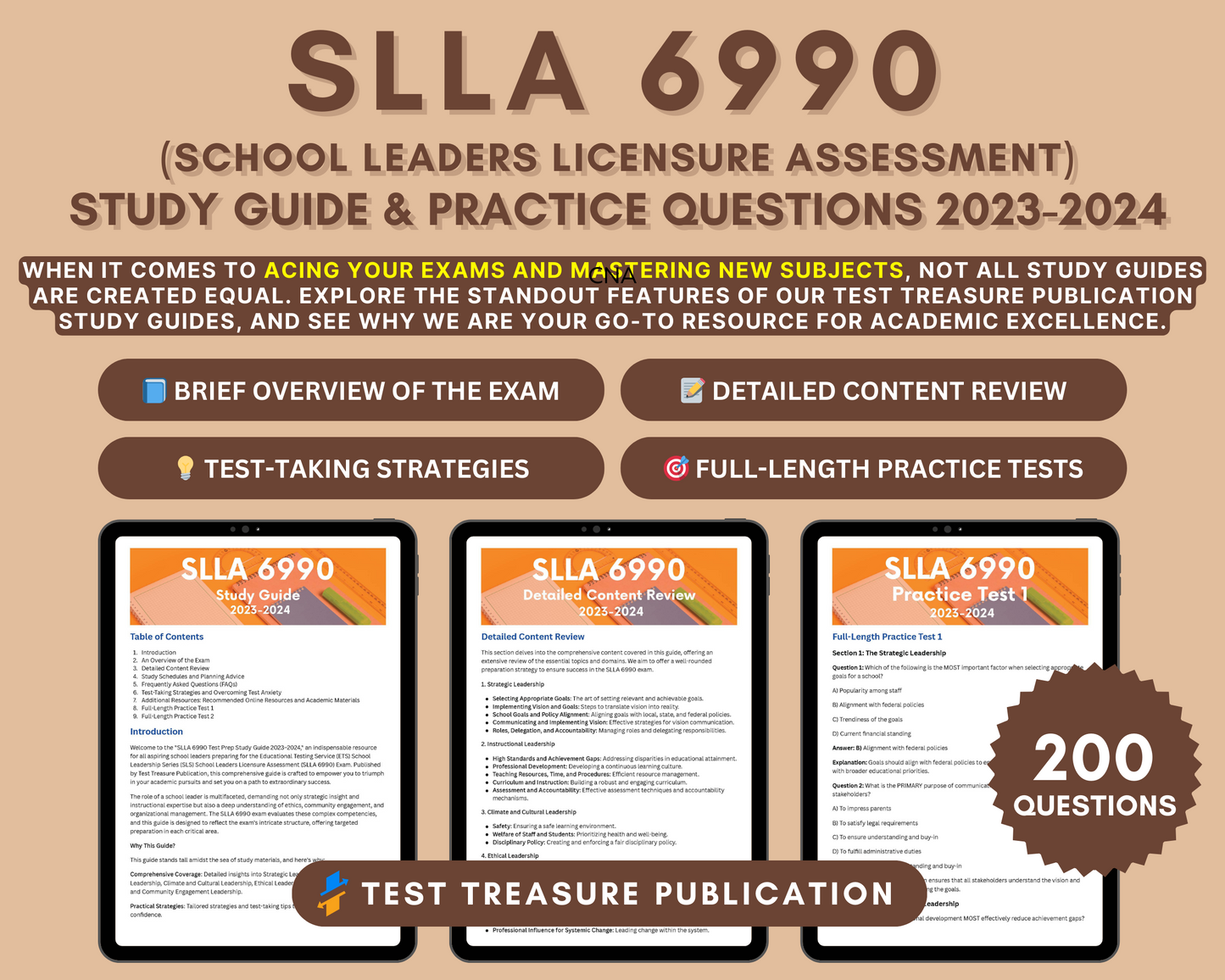 SLLA 6990 Exam Prep Study Guide 2023-2024: Educational Leadership Success - Study, Practice, Succeed!
