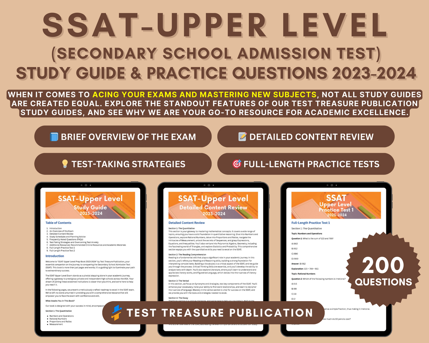 SSAT Upper Level Exam Study Guide 2023-24: In-Depth Content Review, & Practice Tests - Your Key to Top U.S. High Schools