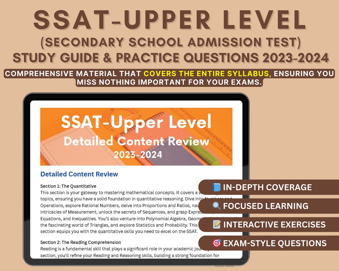 SSAT Upper Level Exam Study Guide 2023-24: In-Depth Content Review, & Practice Tests - Your Key to Top U.S. High Schools