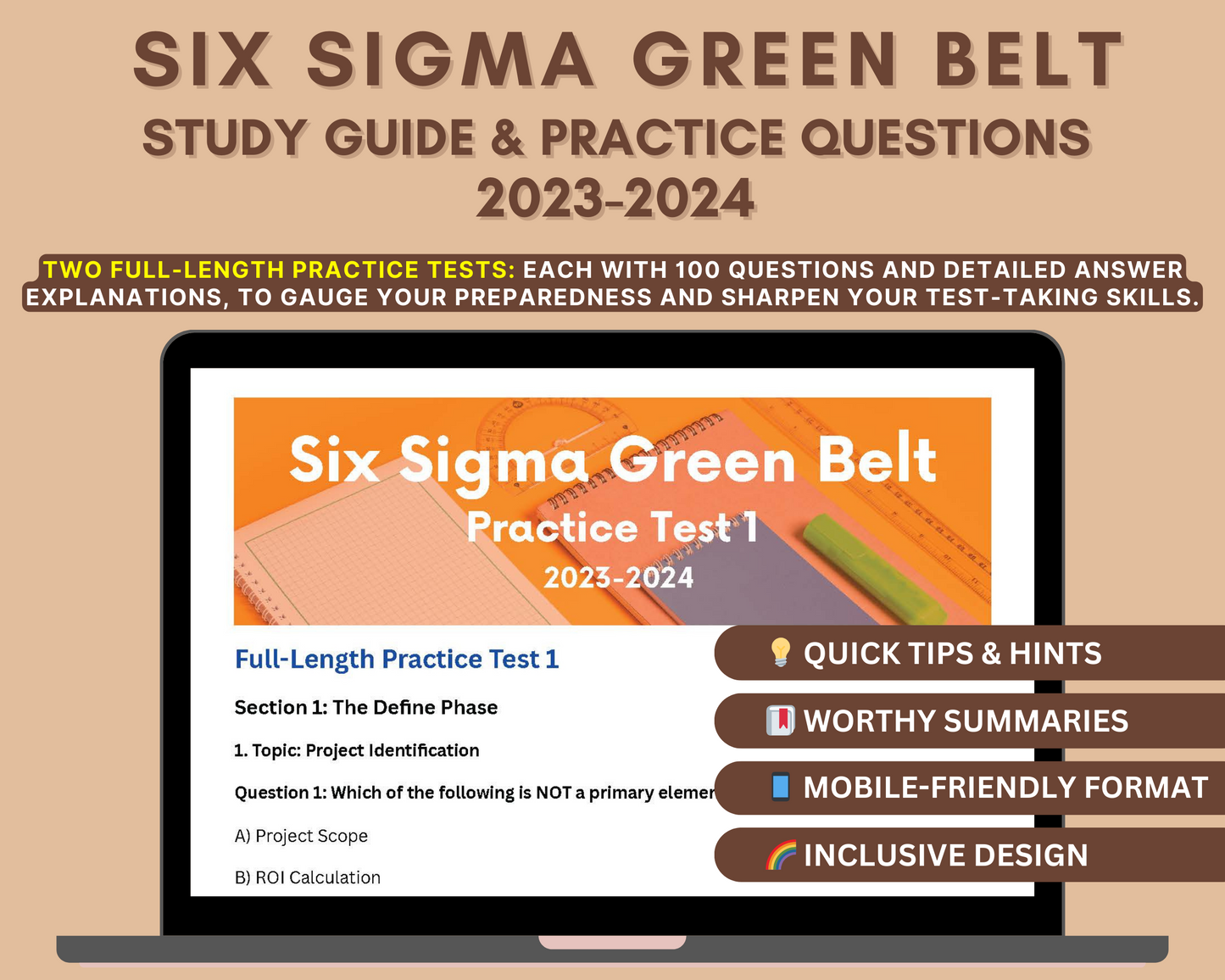 ASQ Six Sigma Green Belt Study Guide 2023-2024: In-Depth Review, Practice Tests & Exam Tips for Certification Success