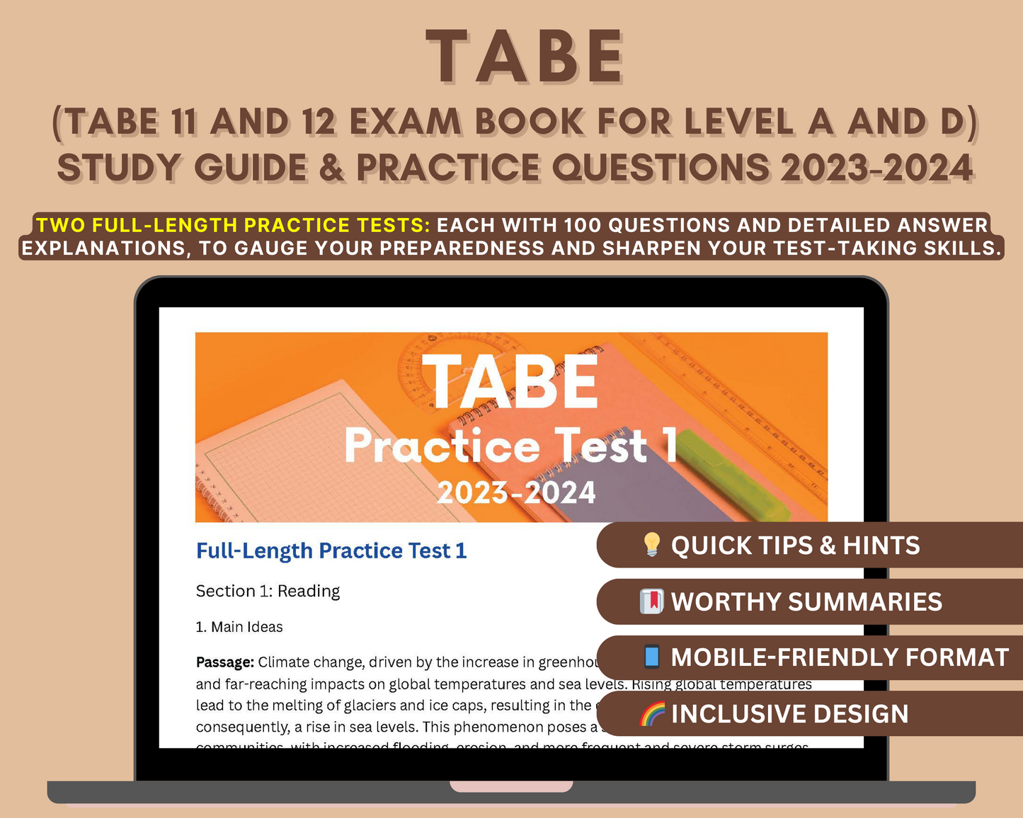 TABE Test Study Guide 2023-2024: Unlock Success with In-Depth Content Review, Practice Tests & Exam Strategies