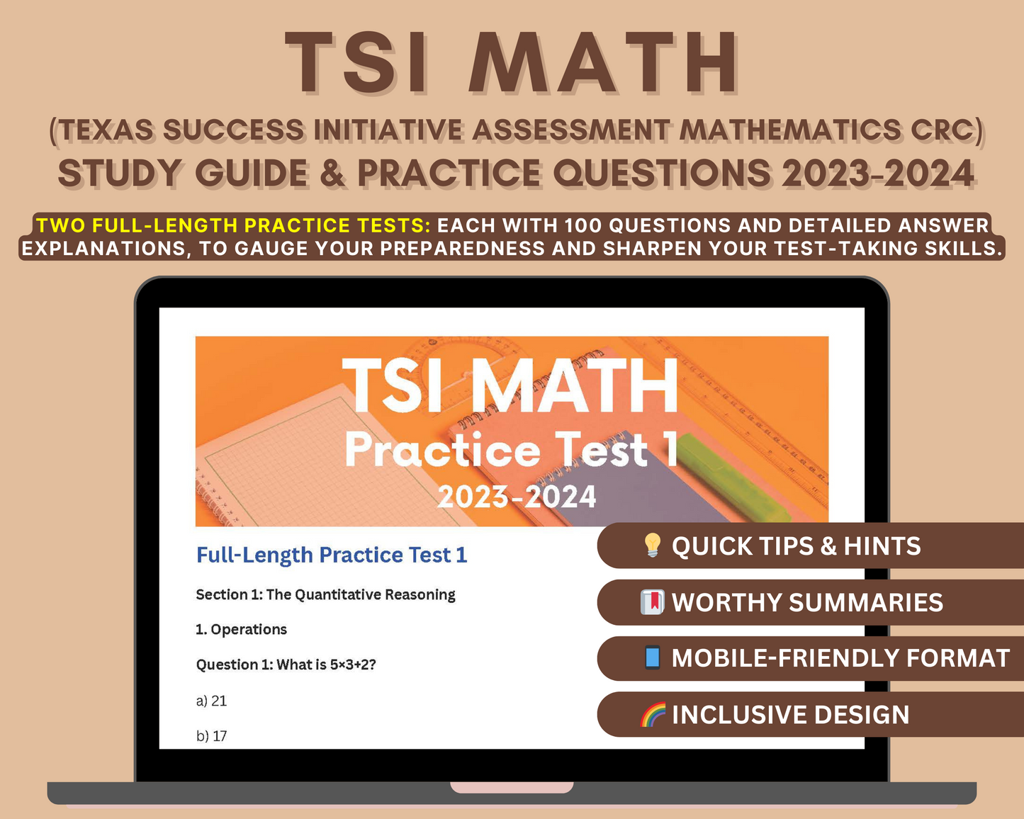 TSI Math Study Guide 2023-2024: In-Depth Content Review & Practice Tests for Texas Success Initiative Assessment Test