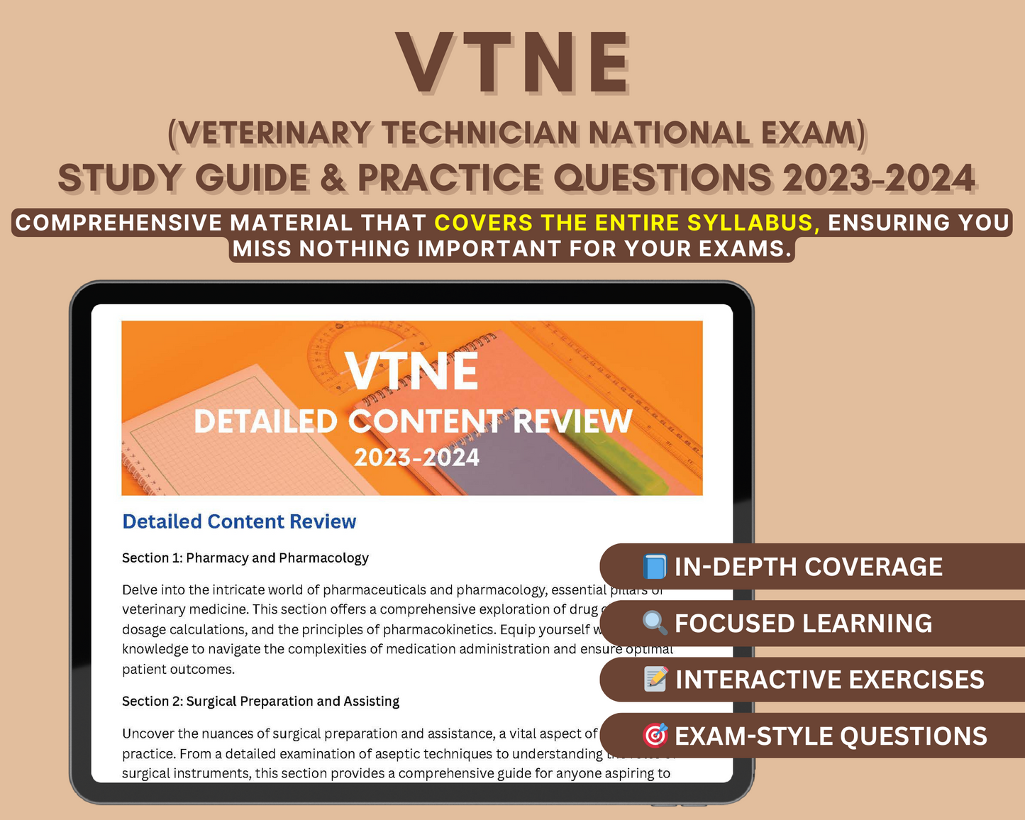 VTNE Exam Study Guide 2023-2024: In-Depth Content Review, and Practice Tests for Veterinary Technician National Exam